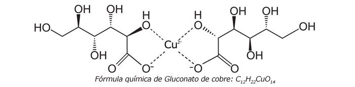 Fórmula química de gluconato de cobre