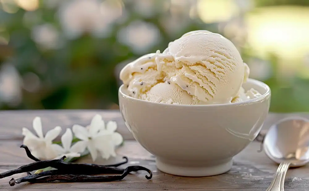Helado de vainilla natural