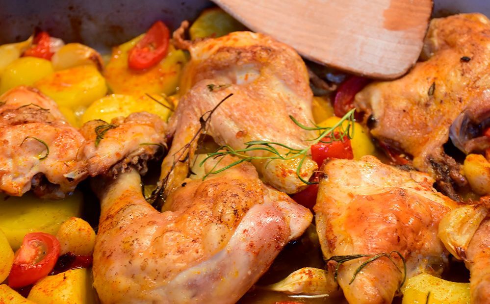 Pollo al horno con patatas