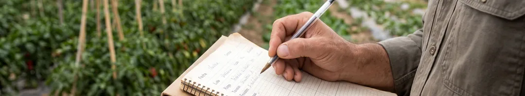 Toma de muestras en un cultivo hortícola